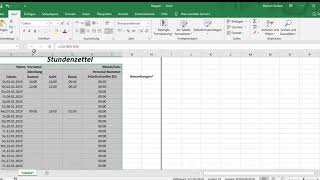 StundenzettelArbeitsnachweisZeiterfassung erstellen in Excel [upl. by Kcirtapnhoj]