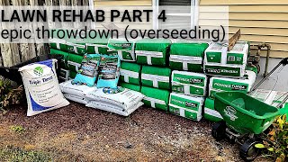 😏 Overseeding  Spreading Fertilizer  Peat Moss [upl. by Haelam11]