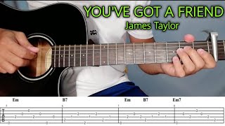 How to Play YOUVE GOT A FRIEND by James TaylorGuitar Tutorial with Tablature and Tabs on Screen [upl. by Hersh476]