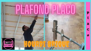 COMMENT POSER UN PLAFOND PLACO SOUS HOURDI BRIQUE EN SUSPENTE BASCULE [upl. by Platon]