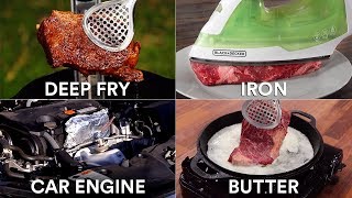 Every way to COOK A STEAK 25 Methods  GugaFoods [upl. by Roselane]