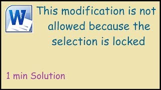 This modification is not allowed because the selection is locked Solution [upl. by Garate965]