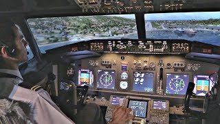 Boeing 737800 Cockpit Landing at SKIATHOS  Full Flight Simulator  Famous Low Landing [upl. by Keefe795]