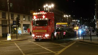 Beast Heavy Trailer Scania V8 Straight Pipe in Leeds City Centre [upl. by Alahcim]