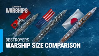 Warships Size Comparison Destroyers  World of Warships [upl. by Erlina]