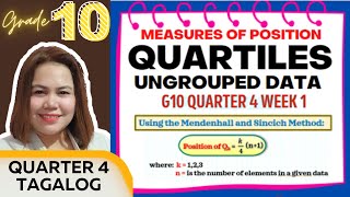 QUARTILES OF UNGROUPED DATA GRADE 10 [upl. by Dunaville]