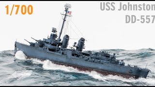 Building the USS Johnston DD557 Fletcher Class Destroyer 1700 Scale Model Ship [upl. by Beckerman]