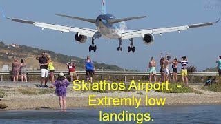 Skiathos Airport  Starts Landings Aircraft Blast [upl. by Shornick]