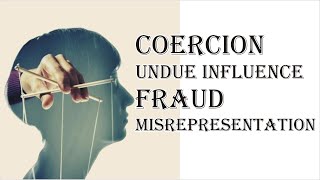 Coercion Undue Influence Fraud Misrepresentation  Indian Contract Act 1872  Law Guru [upl. by Essie]