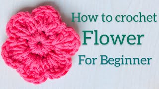 How To Crochet a Flower  Easy  For Beginners  Crochetlyn [upl. by Delle748]