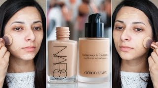 Nars Sheer Glow vs Giorgio Armani Luminous Silk Battle of Foundations  Ysis Lorenna [upl. by Anayet505]