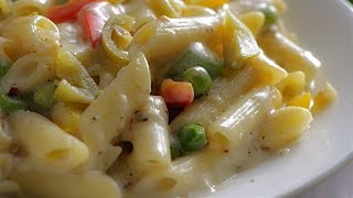 White Sauce pasta వైట్ సాస్ పాస్తా Simple Easy White Sauce Pasta How To Make Pasta In Telugu [upl. by Janey]