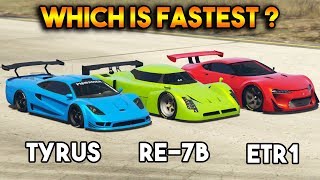 GTA 5 ONLINE  RE7B VS ETR1 VS TYRUS WHICH IS FASTEST SUPER CAR [upl. by Bowlds]