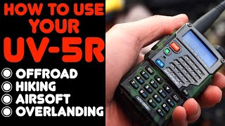 How To Program The Baofeng UV5R For OffRoading Hiking Airsoft Using The Keypad [upl. by Naillimxam]