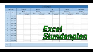 STUNDENPLAN ZUM AUSDRUCKEN  Excel Tutorial für Anfänger [upl. by Burtis]