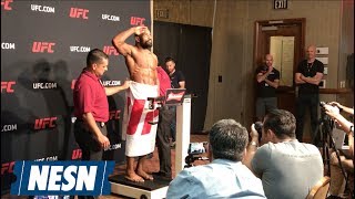 Yoel Romero Needs Towel In Suspenseful UFC 213 WeighIn [upl. by Ahsercal]