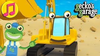 The Excavator Song  Geckos Garage  Construction Truck Songs For Children [upl. by Rakso277]