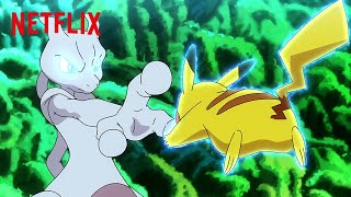 Ash amp Goh Battle Mewtwo  Pokémon Journeys The Series  Netflix After School [upl. by Materi416]