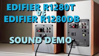 Edifier R1280DB vs Edifier R1280T  Sound Demo w Bass Test [upl. by Nnylyar]