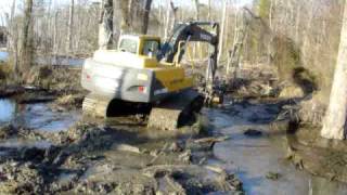 Excavator Busting a Huge Beaver Dam [upl. by Eitsyrhc]