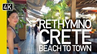 Beautiful Rethymno Crete  Beach Town 4K Walk [upl. by Norri]