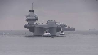 HMS Queen Elizabeth first entry into Portsmouth [upl. by Leilamag130]