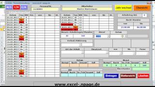 Personalverwaltung mit Excel Zeit erfassen berechnen auswertenavi [upl. by Vasili]