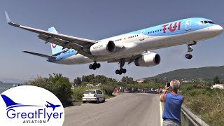 TUI Boeing 757200 LOW Landing amp Takeoff Jetblast at SKIATHOS Airport  Plane Spotting [upl. by Gerk]