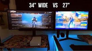 LG 34 Wide vs LG 27 inch IPS Monitor on Xbox and PS4 Console  LG 34GN850 vs LG 27GL850 [upl. by Attehcram]