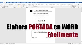 CÓMO HACER UNA PORTADA EN WORD FÁCILMENTE [upl. by Nnylirak925]