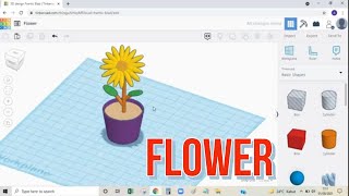 TINKERCAD  DRAWING FLOWER TUTORIAL [upl. by Humfrey]