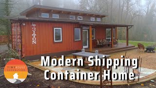 Modern Container Home Built w 2 40ft Containers  8ft Bridge [upl. by Neiv]