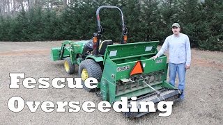 John Deere 2032R Fescue Overseeding [upl. by Aihsened]