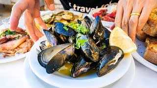 Greek Islands FOOD TOUR in Crete  Seafood and MOUTHWATERING Gyros in Chania [upl. by Eittod]