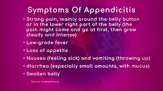 Appendicitis Early Signs amp Symptoms [upl. by Xeno736]