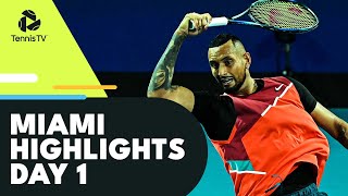 Kyrgios vs Mannarino Kokkinakis Goffin Play  Miami 2022 Day 1 Highlights [upl. by Roleat]