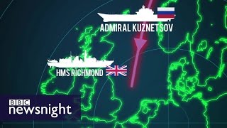 Russian Carrier Admiral Kuznetsov transits English Channel  BBC Newsnight [upl. by Davenport]