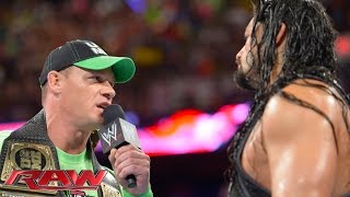 John Cena confronts Roman Reigns Raw July 14 2014 [upl. by Hudgens]