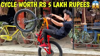 CYCLE WORTH RS 5 LAKHS😱  RAJKUMAR THAPA MAGAR  MTB STUNTS [upl. by Llerahs216]