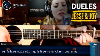 Como tocar DUELES Jesse amp Joy en Guitarra Acustica  Tutorial COMPLETO [upl. by Aelrac28]