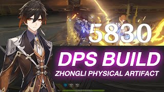 DPS BUILD Zhongli C6  Physical DMG build  Artifact [upl. by Latsyrhc765]