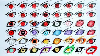 Drawing All Sharingan  Rinnegan  Byakugan  Tenseigan  Ketsuryugan Special eyes  Kekkeigenkai [upl. by Neddie]