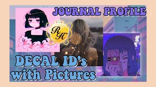 Decal IDsCodes for Journal Profile with Pictures PART 1 FT BTS AND MORE  Royale High Journal [upl. by Season]