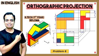 Orthographic ProjectionProblem 6 [upl. by Luna954]