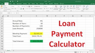 How To Calculate Loan Payments Using The PMT Function In Excel [upl. by Eizzil]