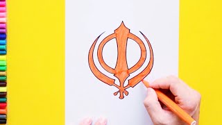 How to draw Khanda Sikhism Symbol [upl. by Kaja]