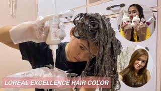 I colored my hair Ash Brown using LOREAL Excellence  Yhna Santos [upl. by Akcir]