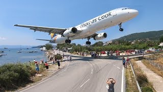 SKIATHOS 2018  LOW LANDINGS HARD TOUCHDOWNS and JETBLASTS  Boeing 737 B757 Airbus A321  4K [upl. by Issy]