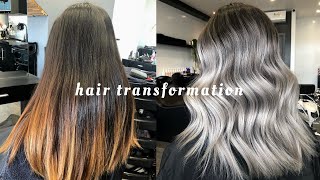 HAIR TRANSFORMATION SILVERASH BLONDE IN ONE SESSION  PROCESS  AFTERCARE [upl. by Gwenore450]