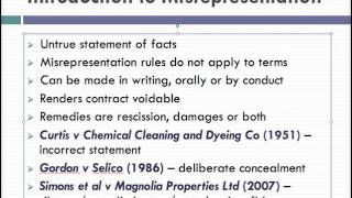 Misrepresentation Lecture 1 of 4 [upl. by Bruckner908]